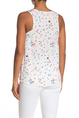 Joie Erla Side Slit Floral Print Sleeveless Blouse in White