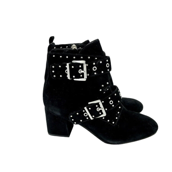 Rebecca Minkoff  Logan Black Studded Suede Leather Ankle Booties