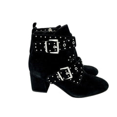 Rebecca Minkoff  Logan Black Studded Suede Leather Ankle Booties