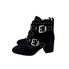 Rebecca Minkoff  Logan Black Studded Suede Leather Ankle Booties