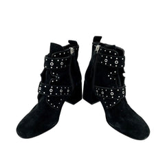 Rebecca Minkoff  Logan Black Studded Suede Leather Ankle Booties