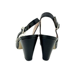 Fauzian Jeunesse Black Leather Peep Toe Slingback Pumps