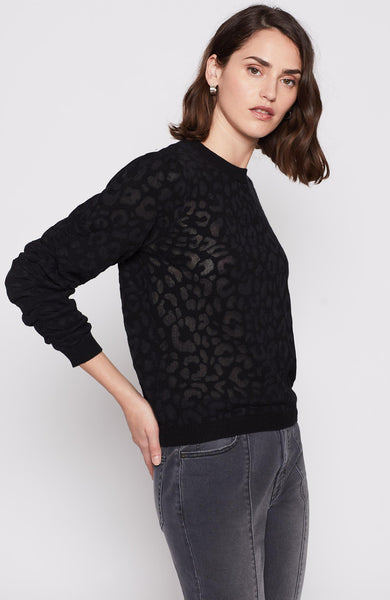 Joie Itana Leopard Burnout Caviar Knit Sweater