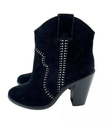 Joie Monte Black Suede Leather Studded Ankle Booties