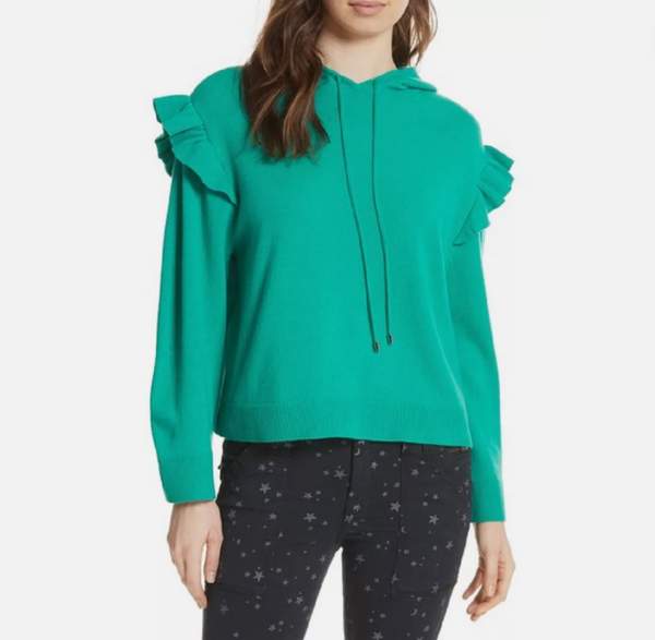Joie Pammeli Cashmere Ruffle Hooded Sweater