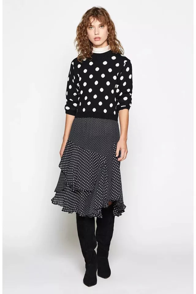 Joie Brettina B Polka Dot Wool Crew Neck Sweater