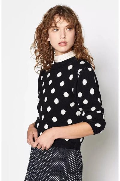 Joie Brettina B Polka Dot Wool Crew Neck Sweater