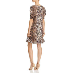 Joie Angeni Leopard Print Puff Sleeve Mini Dress