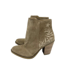 Lucky Brand Embroidered Suede Leather Ankle Boots