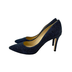 L'Arianna Blue Glitter Mesh Stiletto Pumps