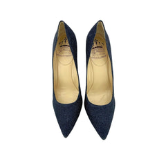 L'Arianna Blue Glitter Mesh Stiletto Pumps