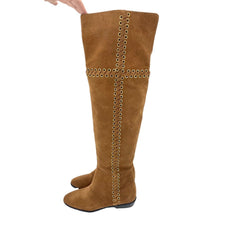 Michael Kors Malin Grommet Suede Over-The-Knee Caramel Boots