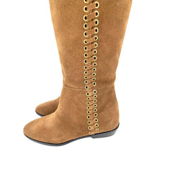 Michael Kors Malin Grommet Suede Over-The-Knee Caramel Boots