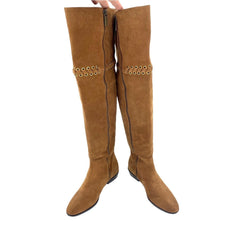 Michael Kors Malin Grommet Suede Over-The-Knee Caramel Boots