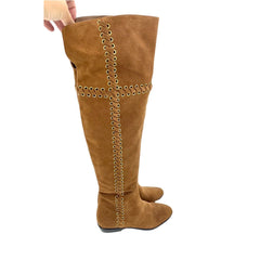 Michael Kors Malin Grommet Suede Over-The-Knee Caramel Boots