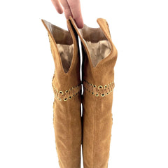 Michael Kors Malin Grommet Suede Over-The-Knee Caramel Boots