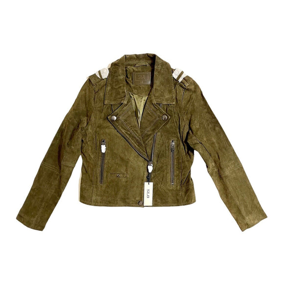 SL8 BlankNYC Moss Green Suede Leather Moto Jacket