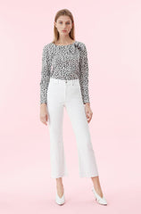 Rebecca Taylor Ines Kick Boot High Rise Crop Jeans In White