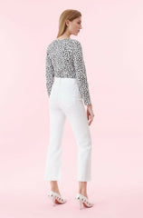 Rebecca Taylor Ines Kick Boot High Rise Crop Jeans In White