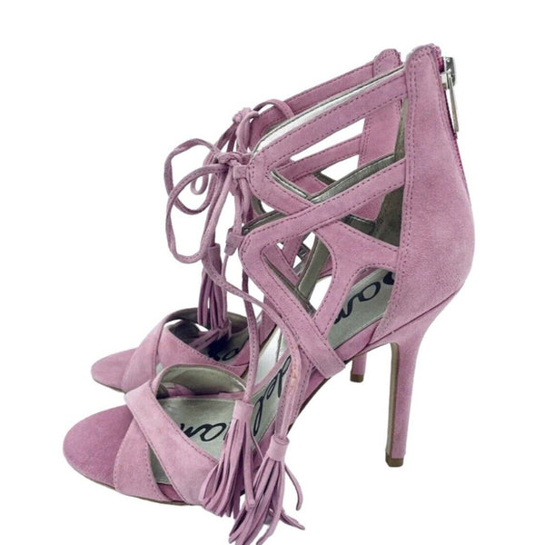 Sam Edelman Azela Pink Suede Leather Lace Up Sandals