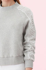 Rebecca Taylor Eyelet Crewneck Fleece Pullover