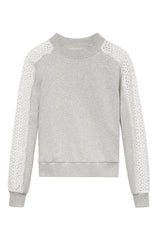 Rebecca Taylor Eyelet Crewneck Fleece Pullover