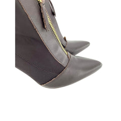 Charles By Charles David Brown Mixed Media Leather Ankle Booties