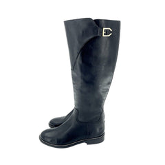 Cole Haan Harrington Black Leather Tall Knee High Riding Boots