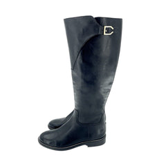 Cole Haan Harrington Black Leather Tall Knee High Riding Boots