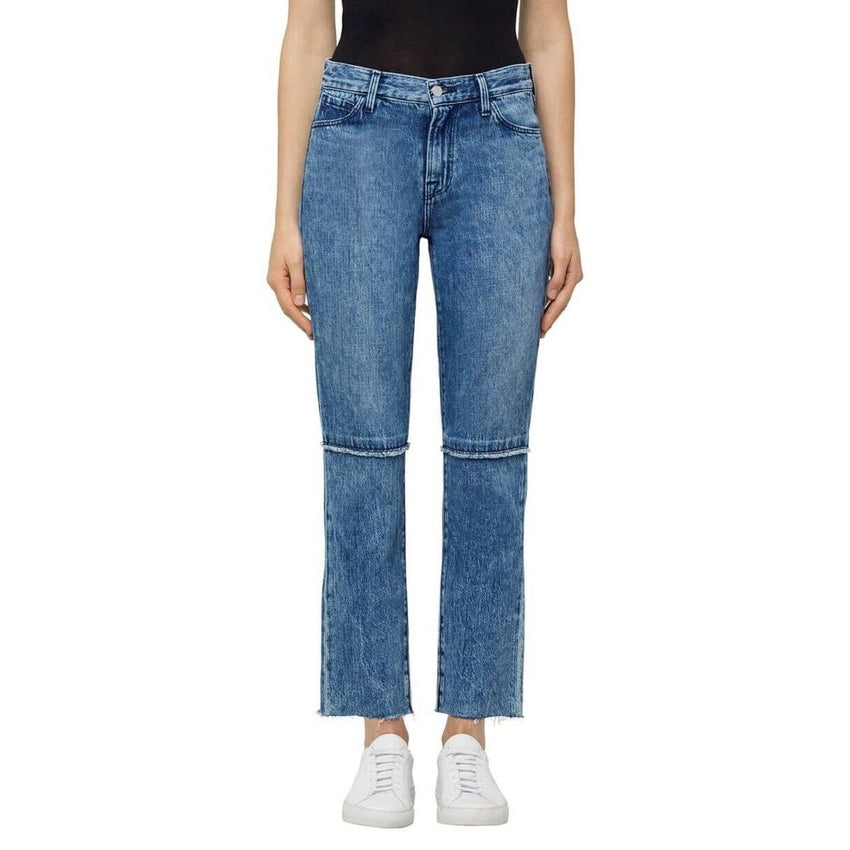 J Brand Ruby Frayed High Rise Cropped Straight Raw Hem Jeans