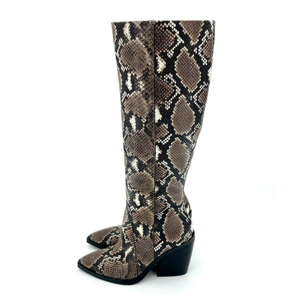 Vince Camuto Gravana Snake Print Leather Western Knee High Boots
