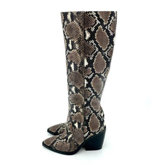Vince Camuto Gravana Snake Print Leather Western Knee High Boots