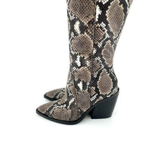 Vince Camuto Gravana Snake Print Leather Western Knee High Boots
