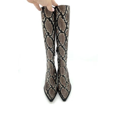 Vince Camuto Gravana Snake Print Leather Western Knee High Boots