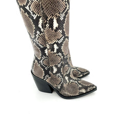 Vince Camuto Gravana Snake Print Leather Western Knee High Boots