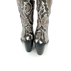 Vince Camuto Gravana Snake Print Leather Western Knee High Boots