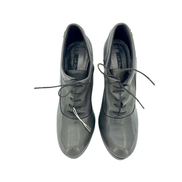 Andrea Morelli Grey Leather Platform Oxfords