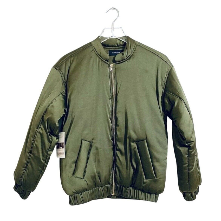 Minkpink Simple Bomber Jacket Moss Green