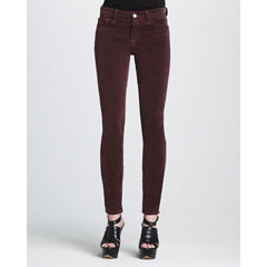 J Brand Corduroy Mid Rise Stretch Pants Blackberry Dark Red