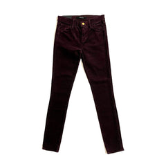 J Brand Corduroy Mid Rise Stretch Pants Blackberry Dark Red