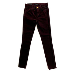 J Brand Corduroy Mid Rise Stretch Pants Blackberry Dark Red