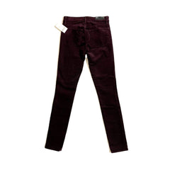 J Brand Corduroy Mid Rise Stretch Pants Blackberry Dark Red