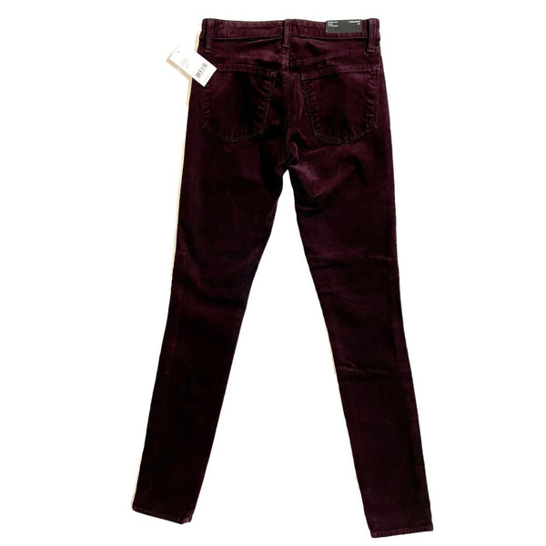 J Brand Corduroy Mid Rise Stretch Pants Blackberry Dark Red