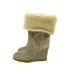 Jeffrey Campbell Suede Leather Shearling  Wedge Boots