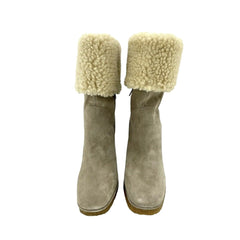 Jeffrey Campbell Suede Leather Shearling  Wedge Boots