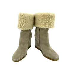 Jeffrey Campbell Suede Leather Shearling  Wedge Boots