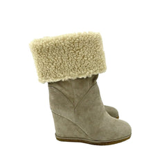 Jeffrey Campbell Suede Leather Shearling  Wedge Boots