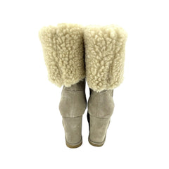 Jeffrey Campbell Suede Leather Shearling  Wedge Boots