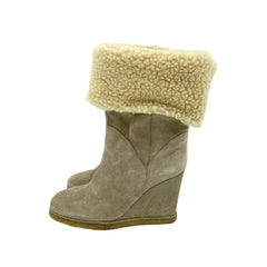 Jeffrey Campbell Suede Leather Shearling  Wedge Boots