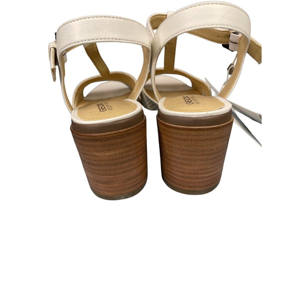 Geox Annya Block Heel T Strap White Mid Sandals